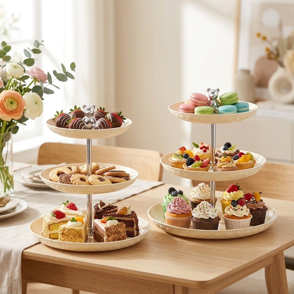 Cupcake Stand Tier - 2/3-poziomowy plastikowy stojak na ciasteczka, zestaw