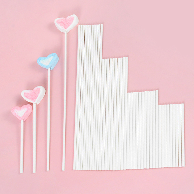 Cotton Candy Cone - 100szt Solid Core White Paper Lollipop