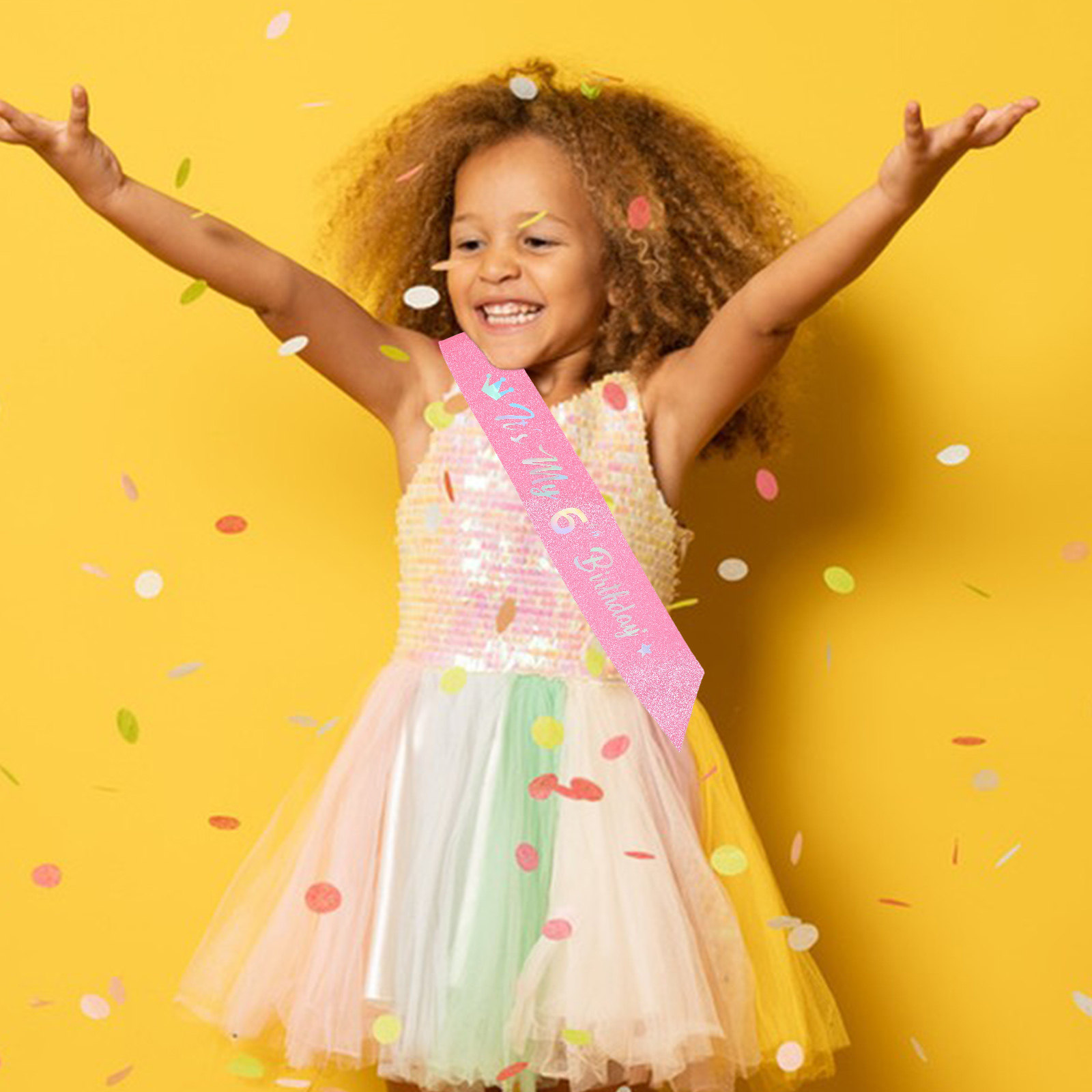 Birthday Sash Glitter - 5 szt. Różowa brokatowa opaska z