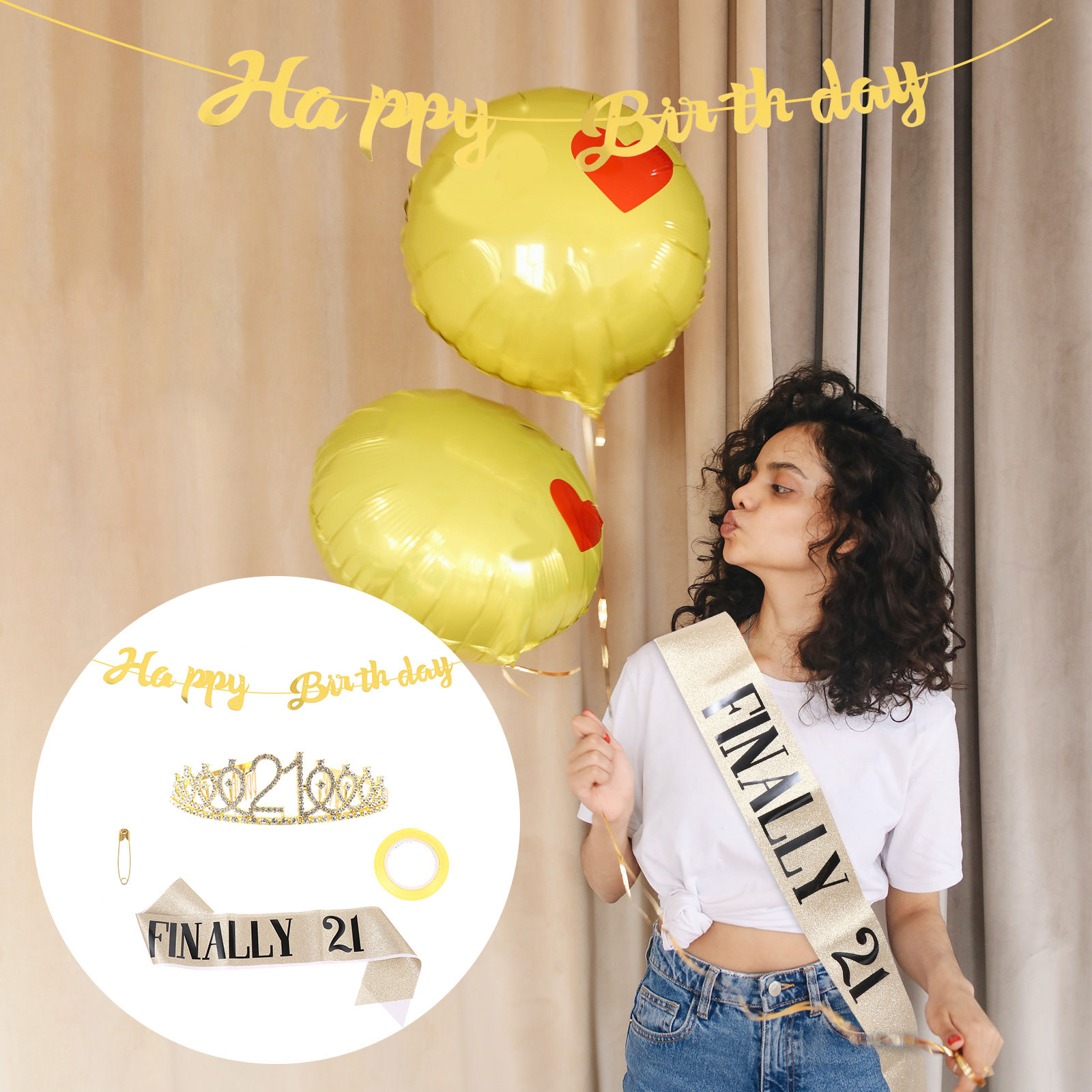 1 zestaw: korona urodzinowa, b – Birthday Sash Glitter recenzja i cena